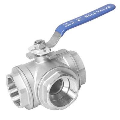 Stainless Steel Tee Type 3-Way Threaded Ball Valve